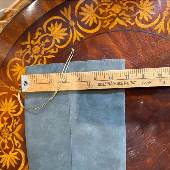 Vintage Y2K Botkier Grey Suede Knee high boots w/Gold Chain Size 37.5/7 $398 - Picture 12 of 13